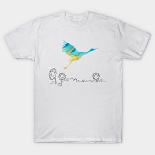 Illustration of stork flying under Ukraine. T-Shirt